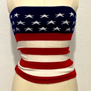 american flag knit tube top